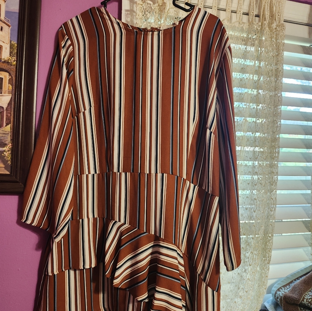 Striped Brown and White Dress